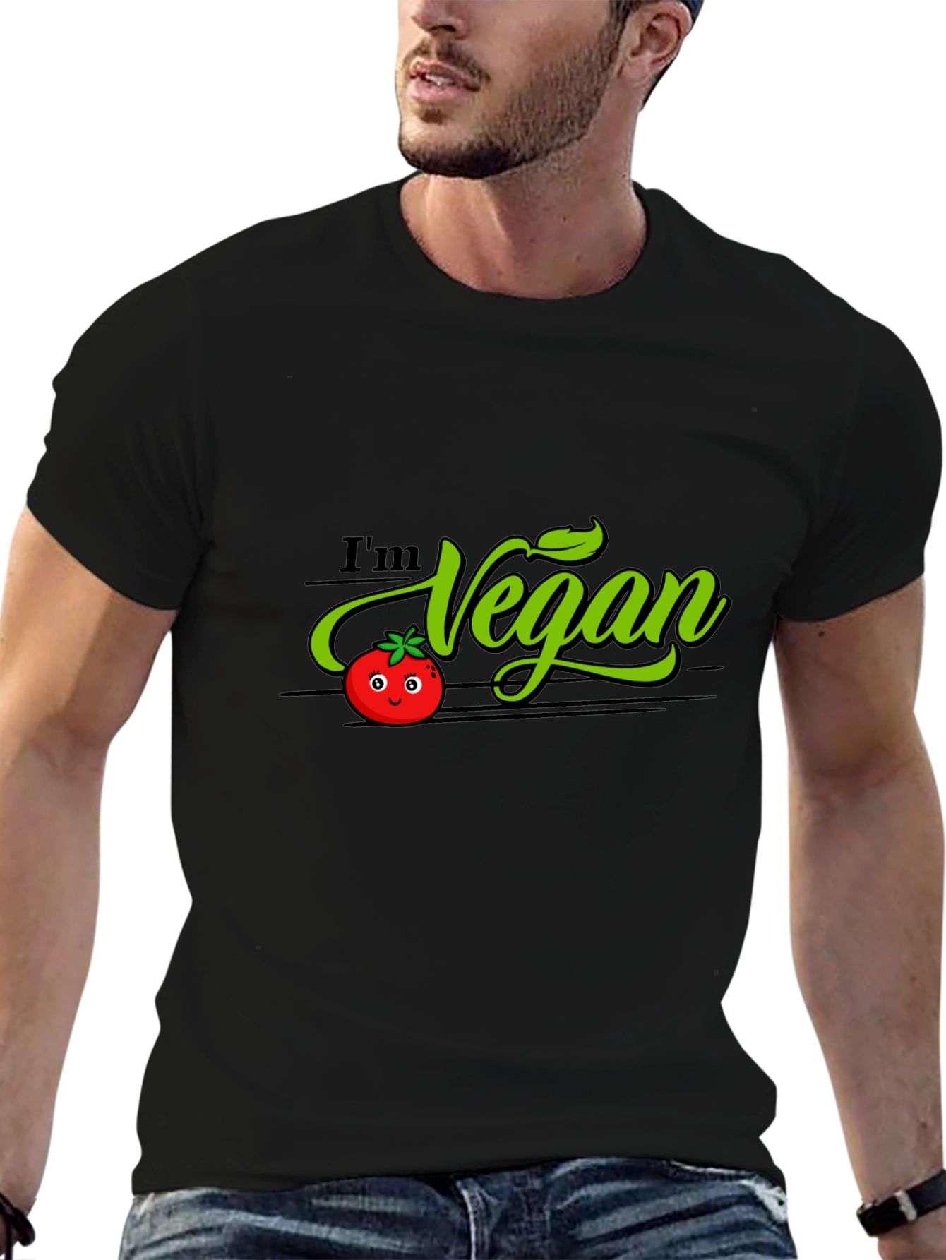 Im Vegan Tomato Graphic T-Shirt - Black
