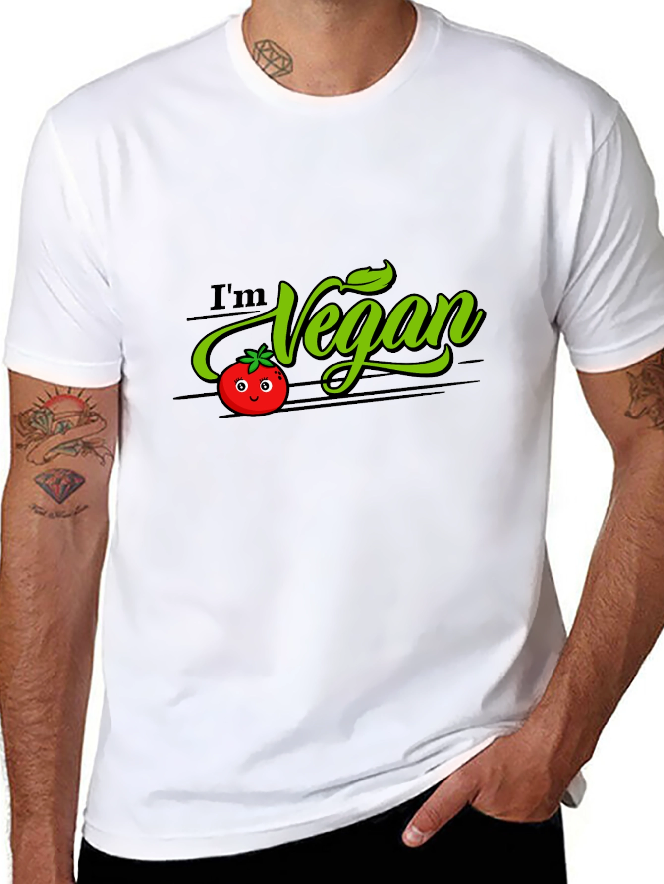 Im Vegan Tomato Graphic T-Shirt - Black