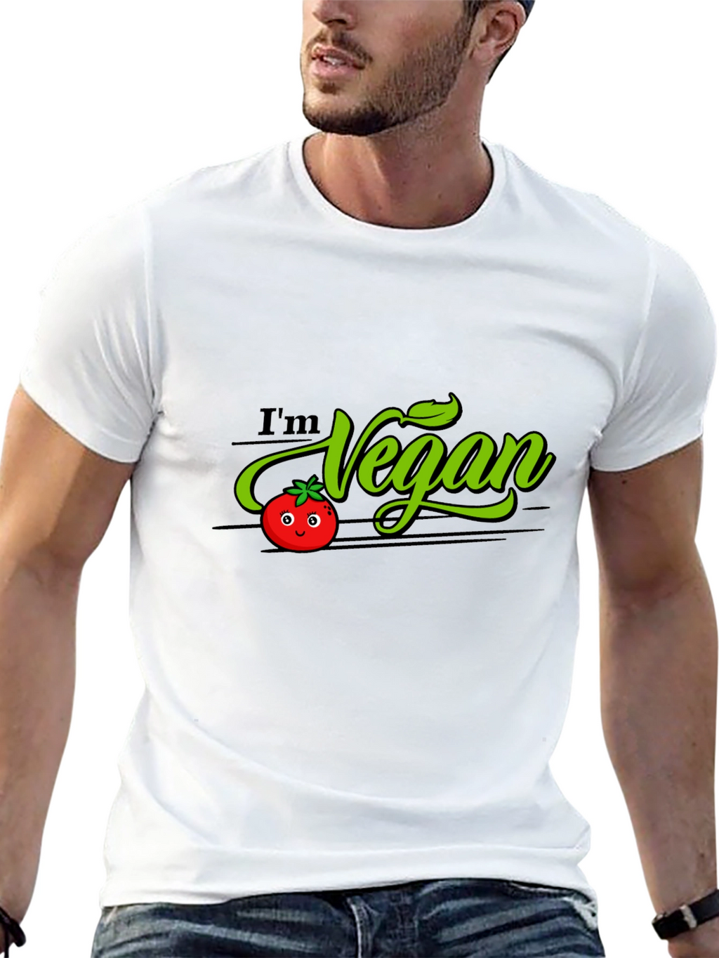 Im Vegan Tomato Graphic T-Shirt - Black