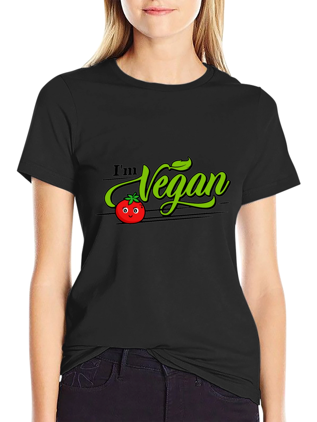 Im Vegan Tomato Graphic T-Shirt - Black