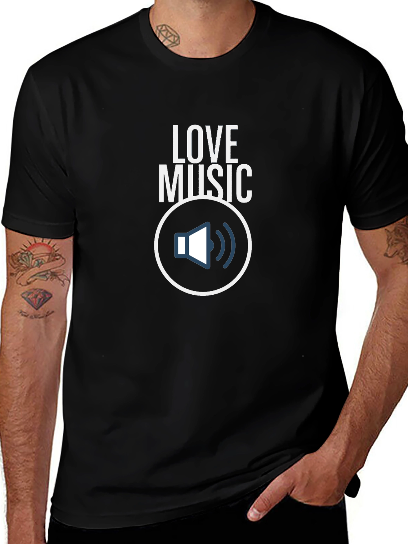 Love Music Graphic Tee - Black Cotton T-Shirt
