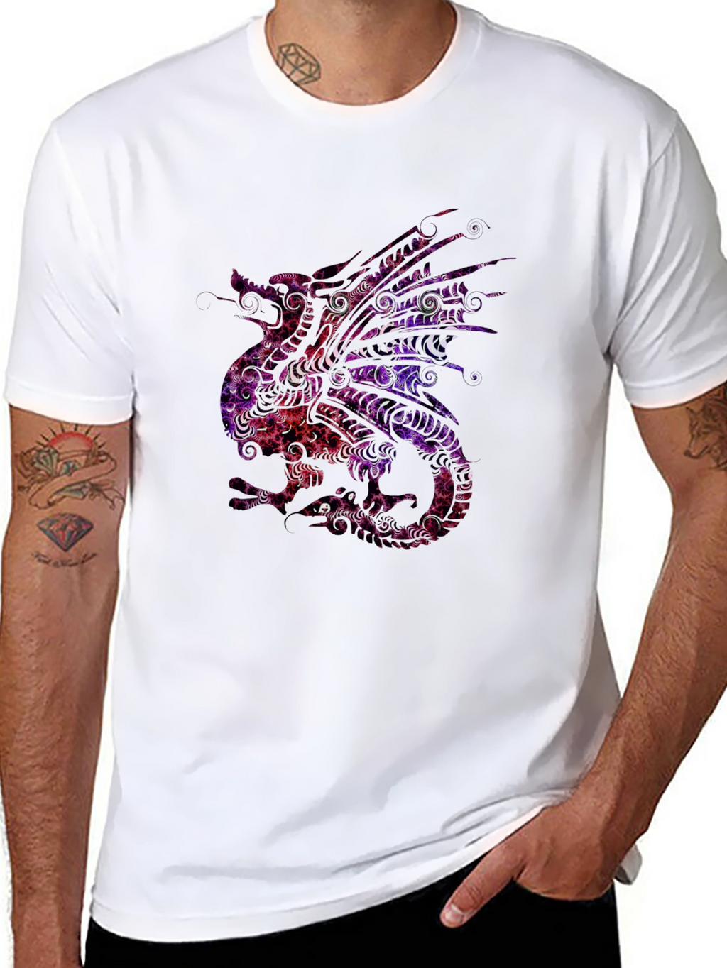 Dragon Graphic Tee - Artistic Patterned Design