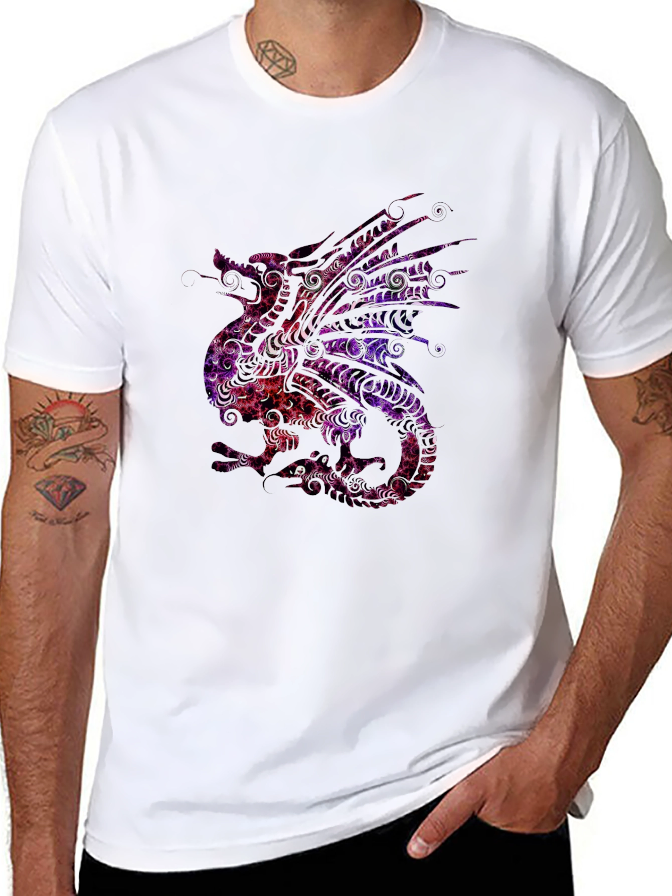 Dragon Graphic Tee - Artistic Patterned Design
