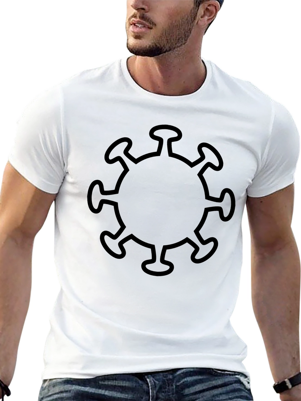 Corona Virus Graphic Print Black T-Shirt