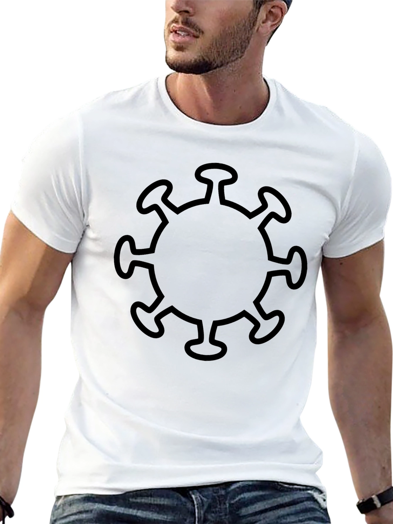 Corona Virus Graphic Print Black T-Shirt