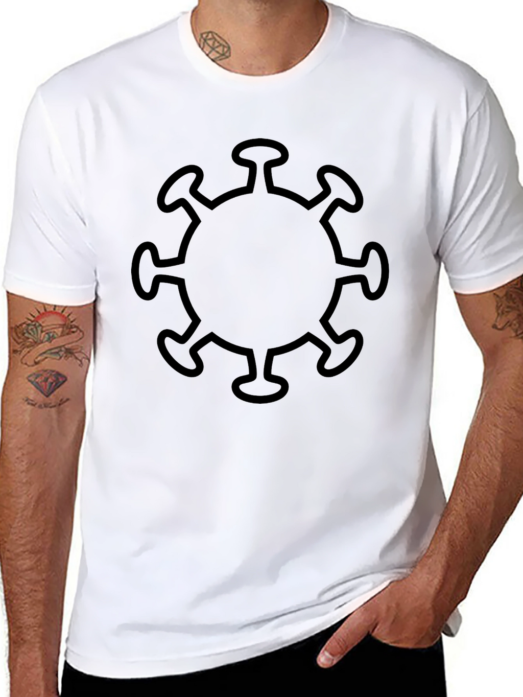 Corona Virus Graphic Print Black T-Shirt