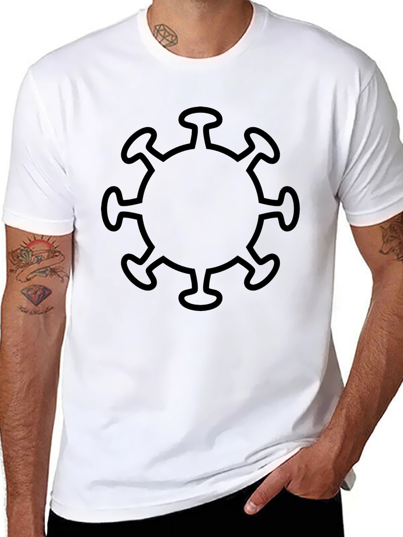 Corona Virus Graphic Print Black T-Shirt