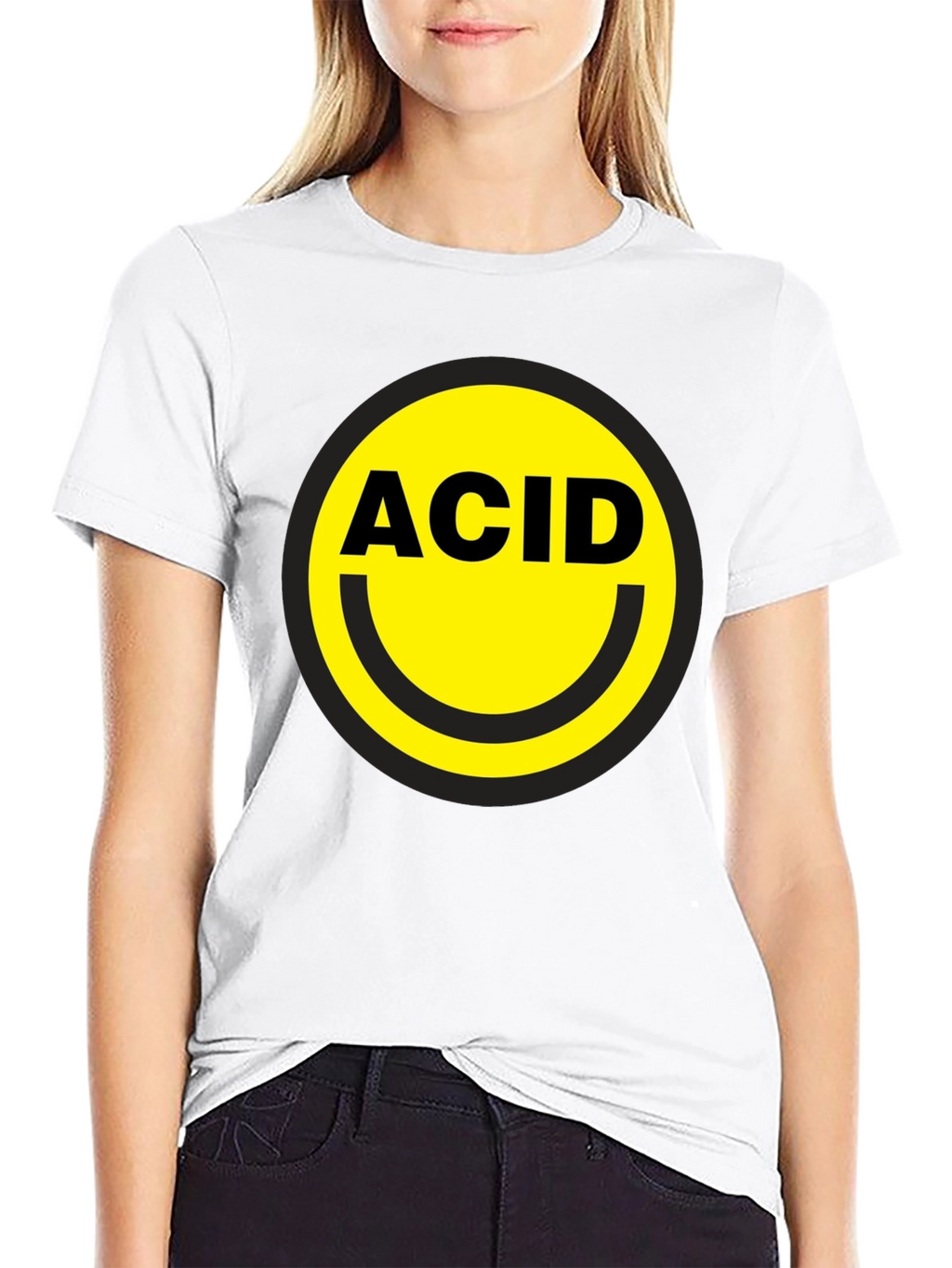 Acid Smiley Face Graphic T-Shirt - Black