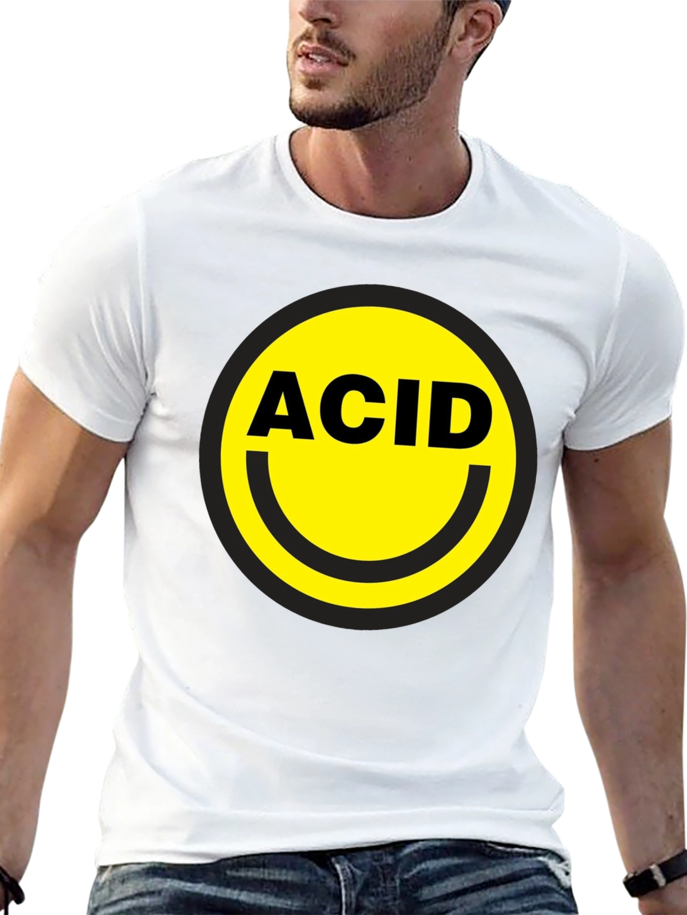 Acid Smiley Face Graphic T-Shirt - Black
