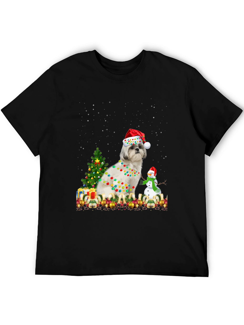 Christmas Dog T-Shirt with Lights & Santa Hat