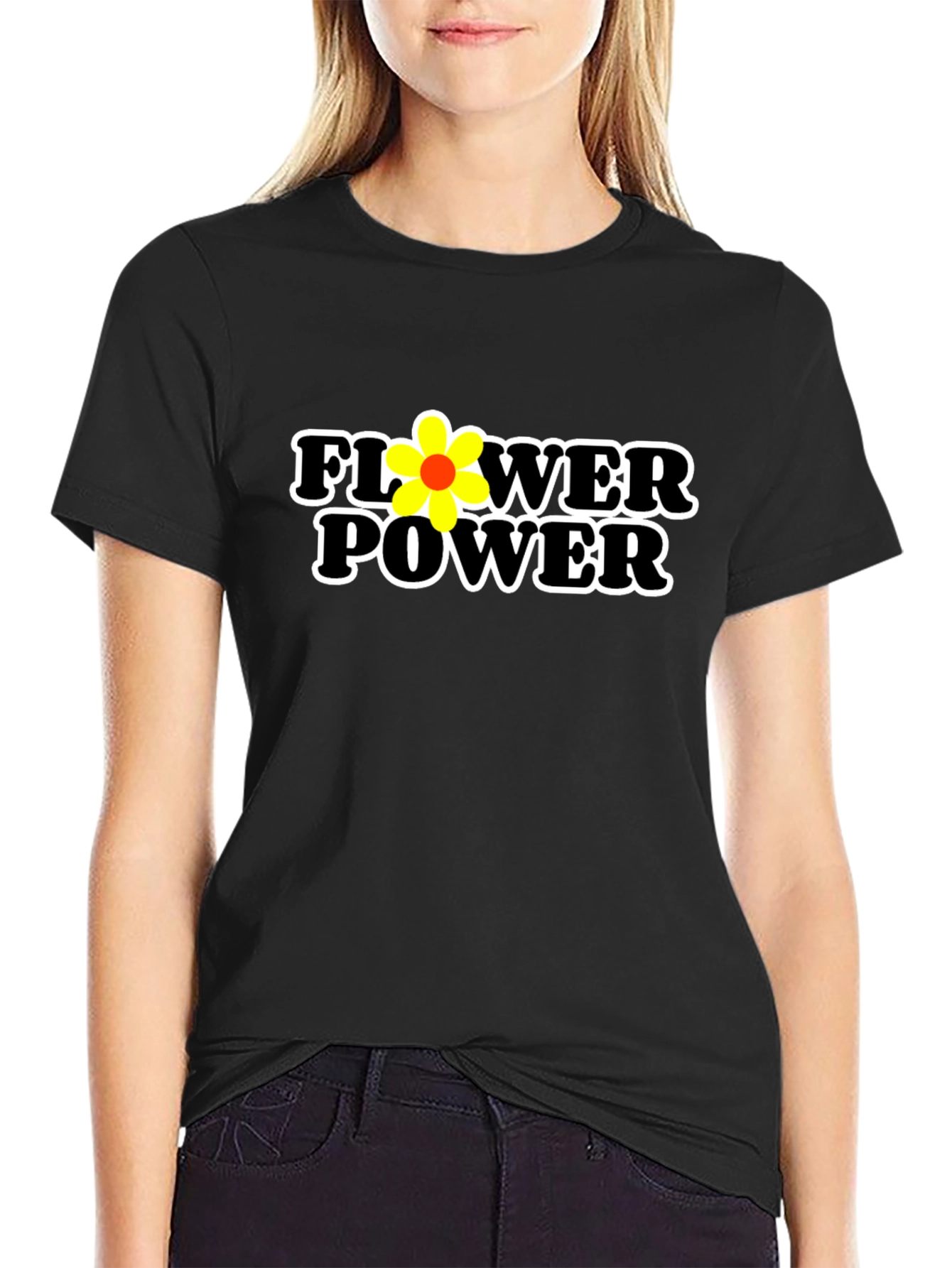 Flower Power Graphic Tee - Black