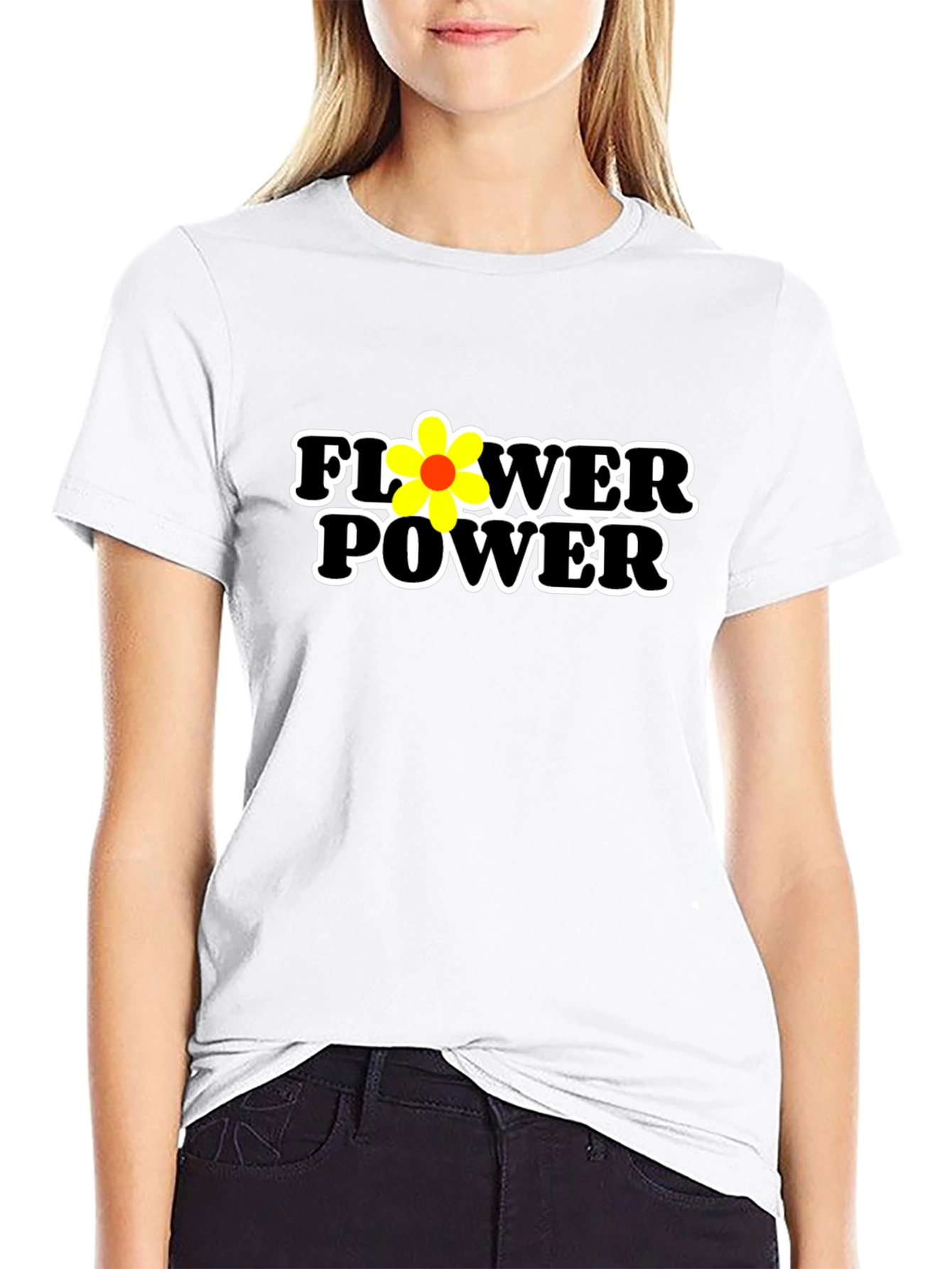 Flower Power Graphic Tee - Black