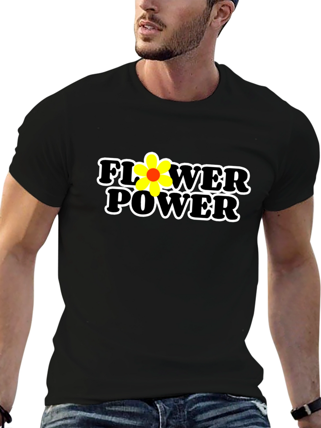 Flower Power Graphic Tee - Black