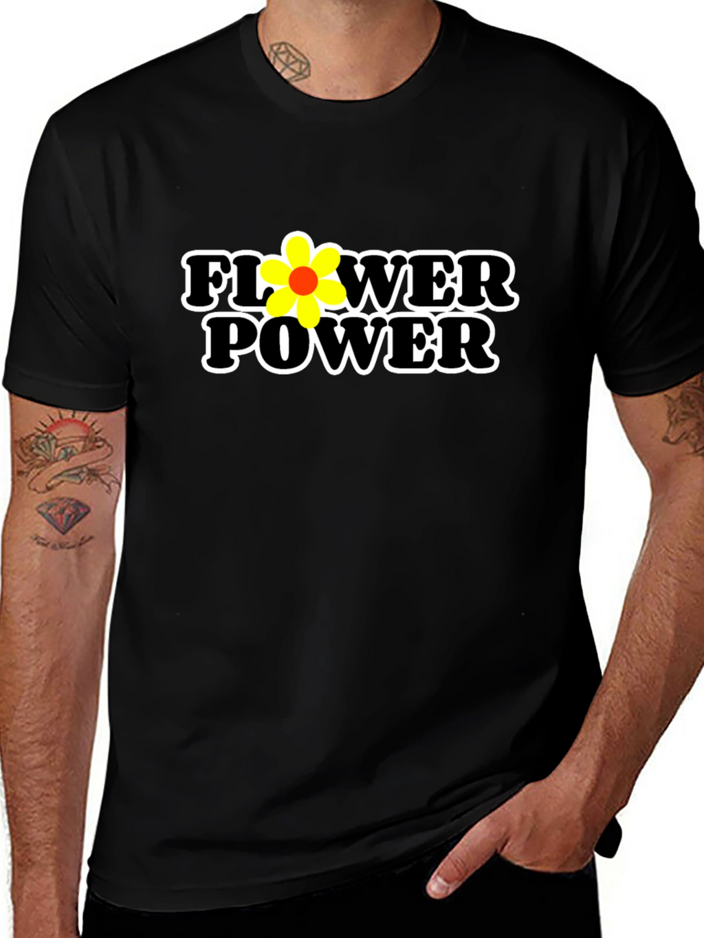 Flower Power Graphic Tee - Black