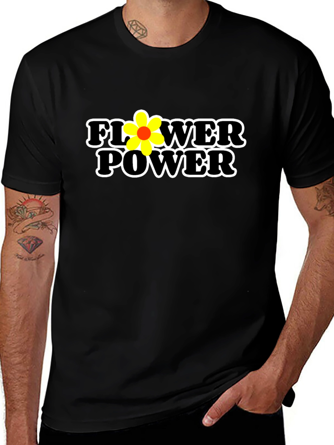 Flower Power Graphic Tee - Black