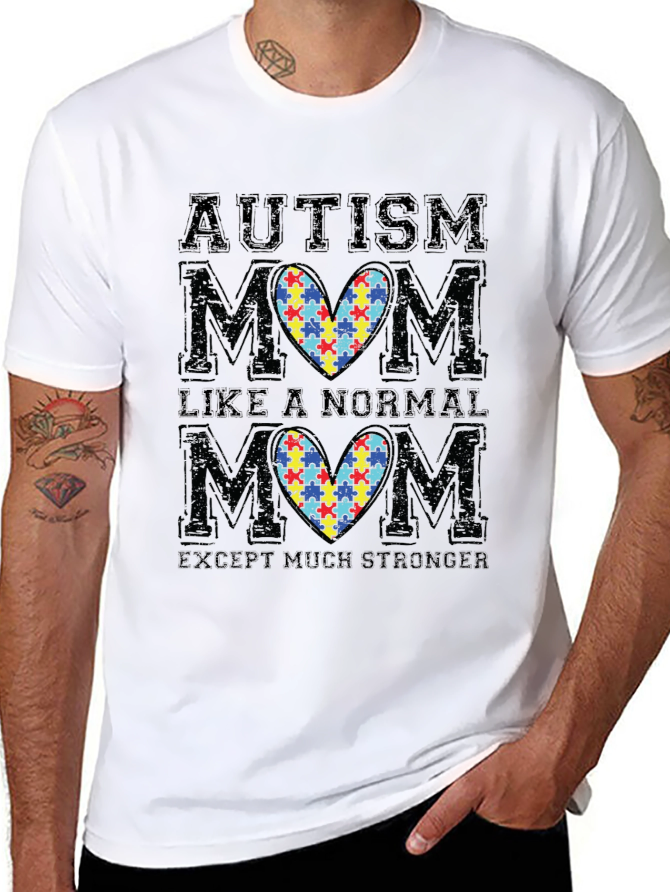 Autism Mom T-Shirt - Puzzle Heart Graphic Tee