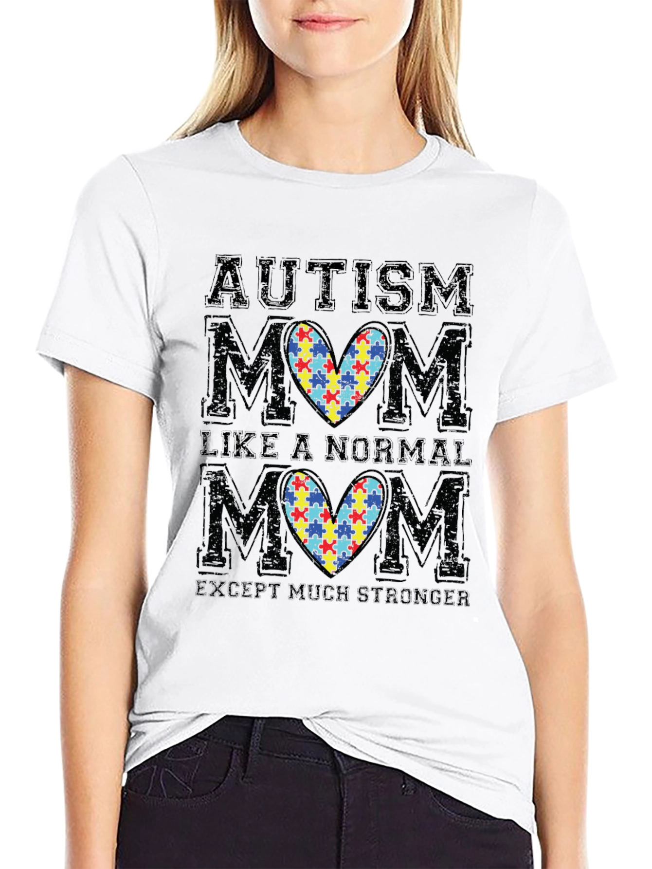 Autism Mom T-Shirt - Puzzle Heart Graphic Tee