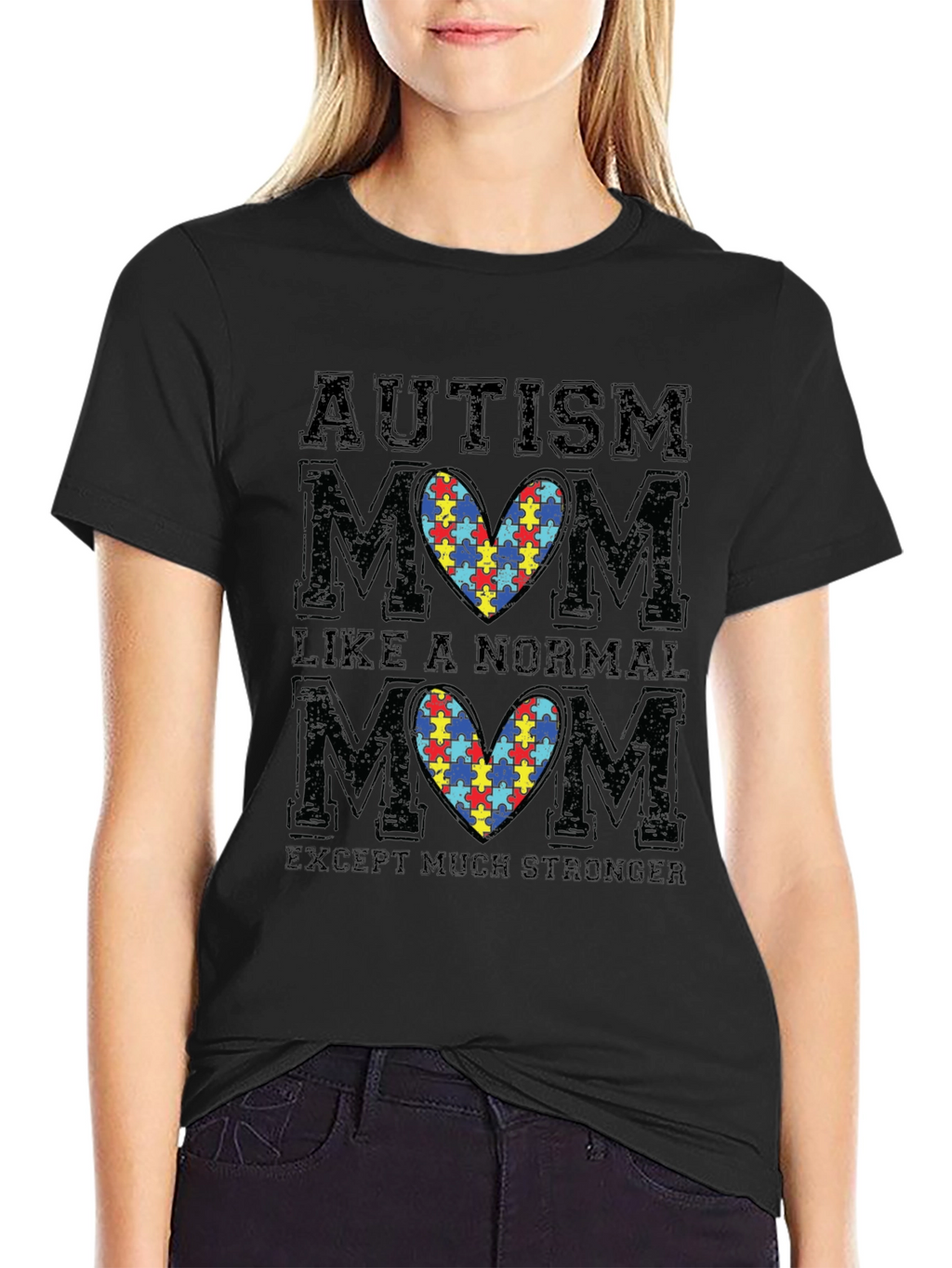 Autism Mom T-Shirt - Puzzle Heart Graphic Tee