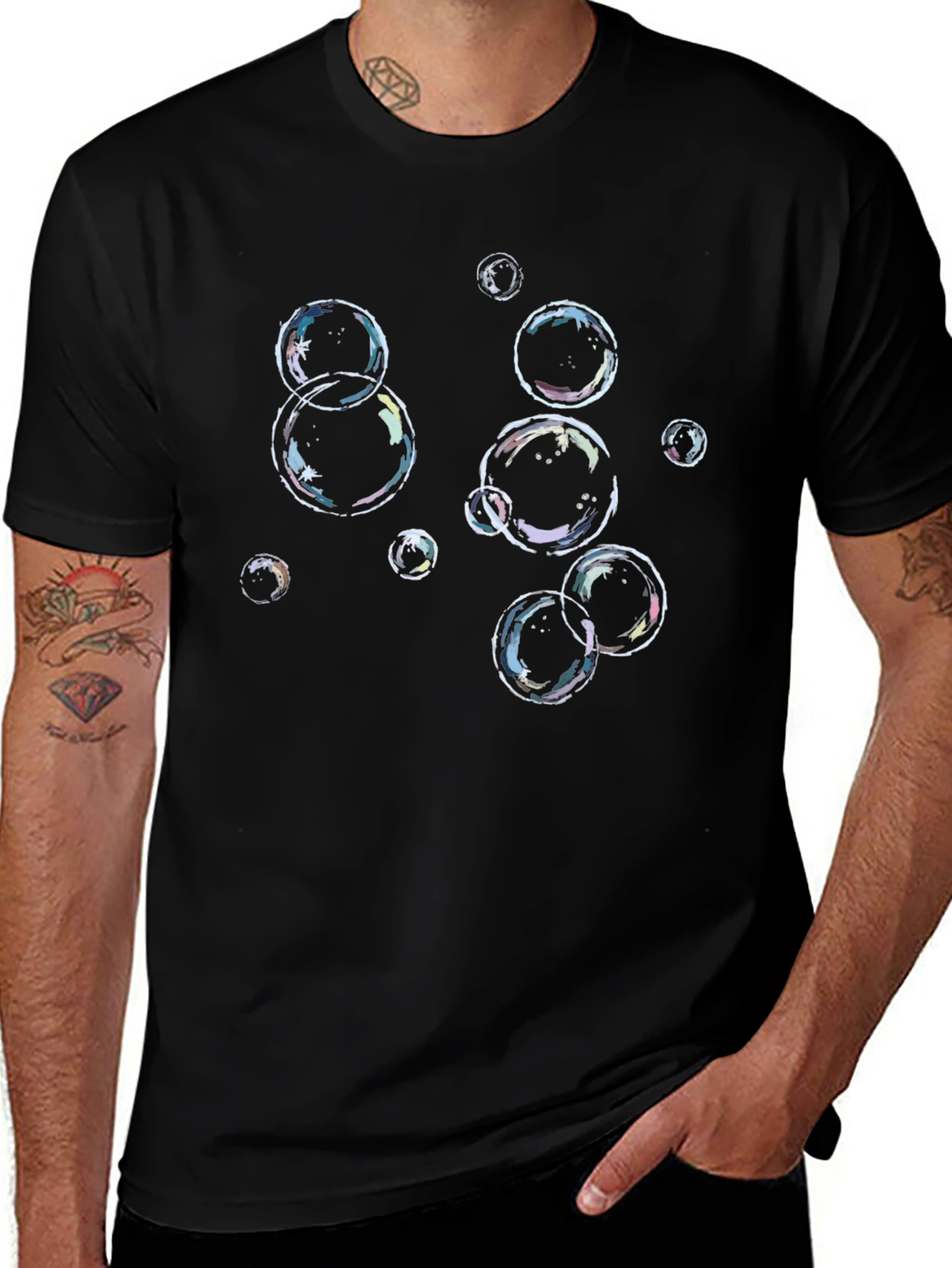 Bubble Graphic Black T-Shirt - Casual Style