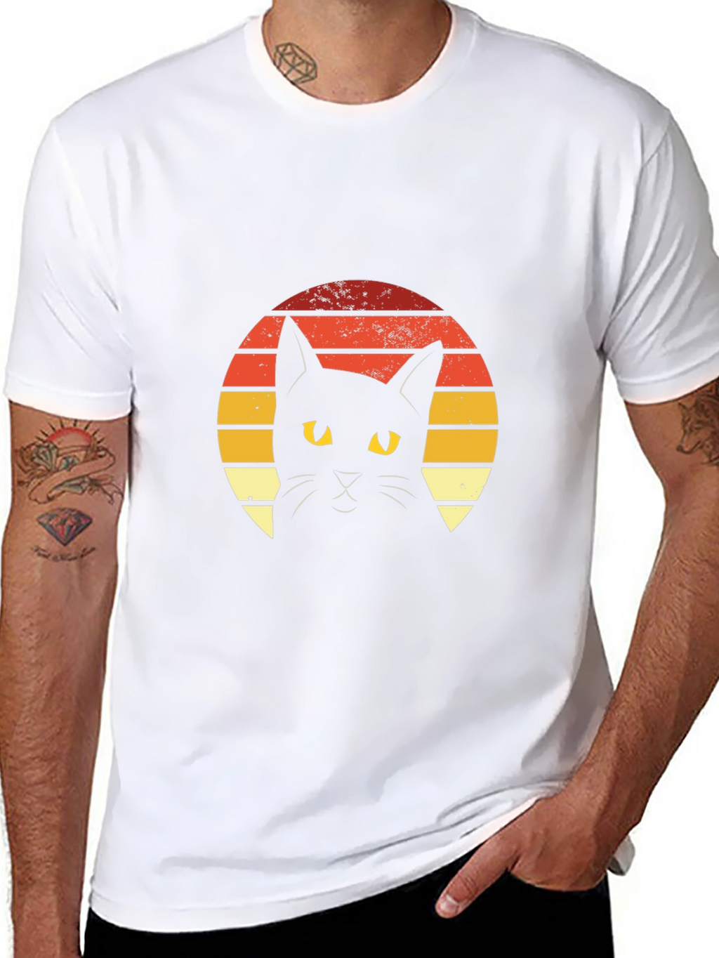 Retro Sunset Black Cat Graphic Tee