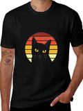 Retro Sunset Black Cat Graphic Tee