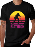 Retro Biathlon Sunset Graphic Tee