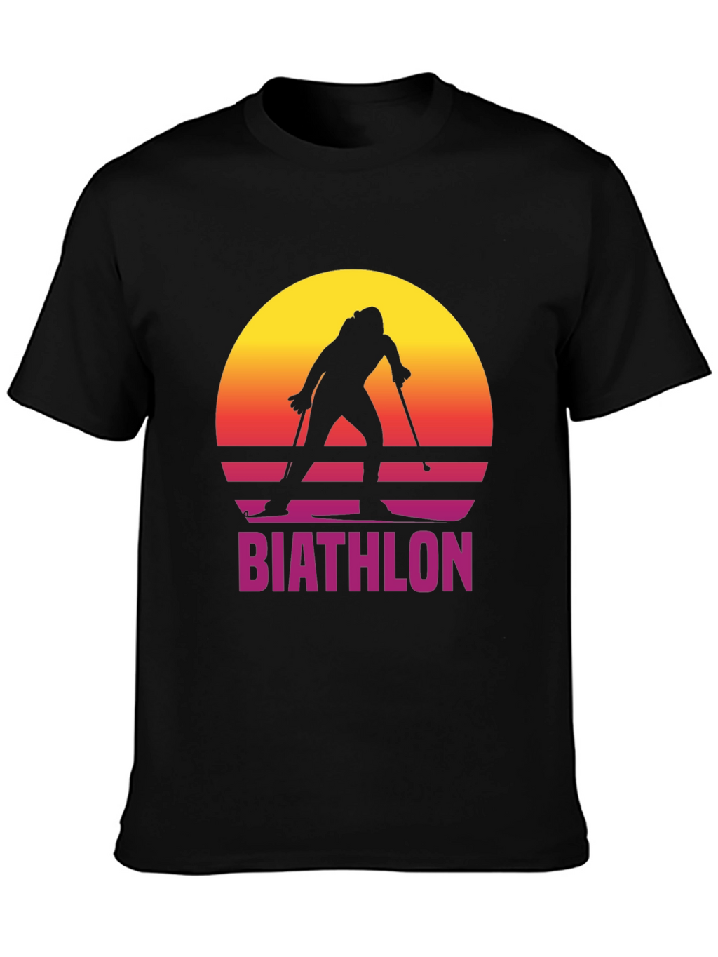 Retro Biathlon Sunset Graphic Tee