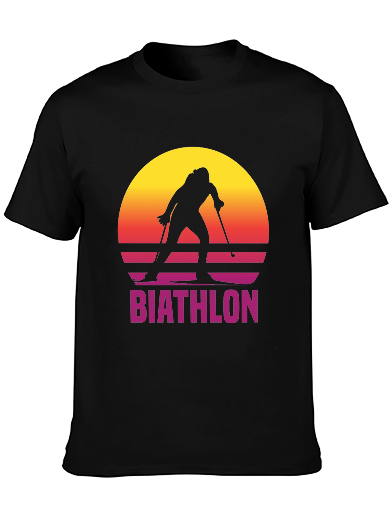 Retro Biathlon Sunset Graphic Tee