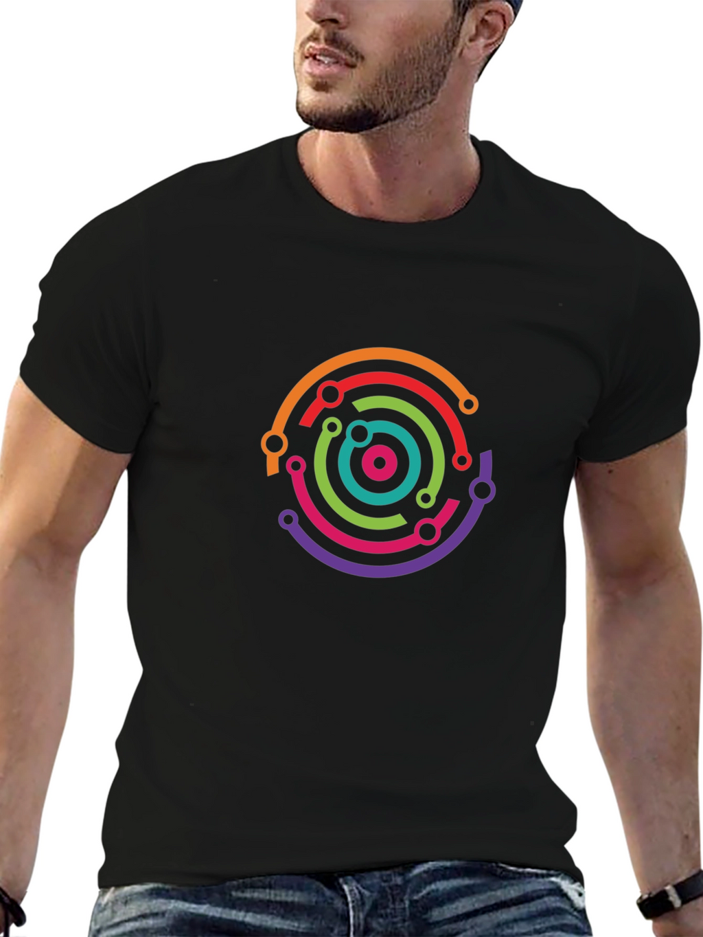 Tech Circuit Circle Black Tee
