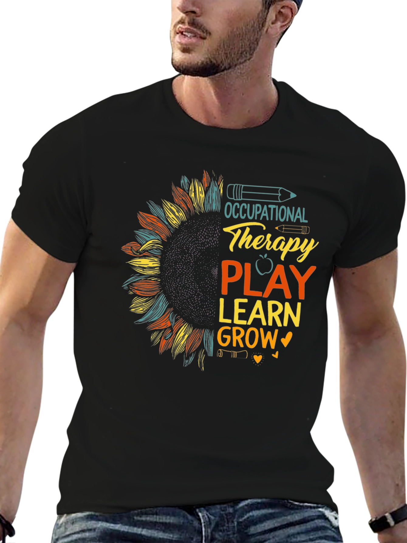 Occupational Therapy Play Learn Grow Sunflower Tee