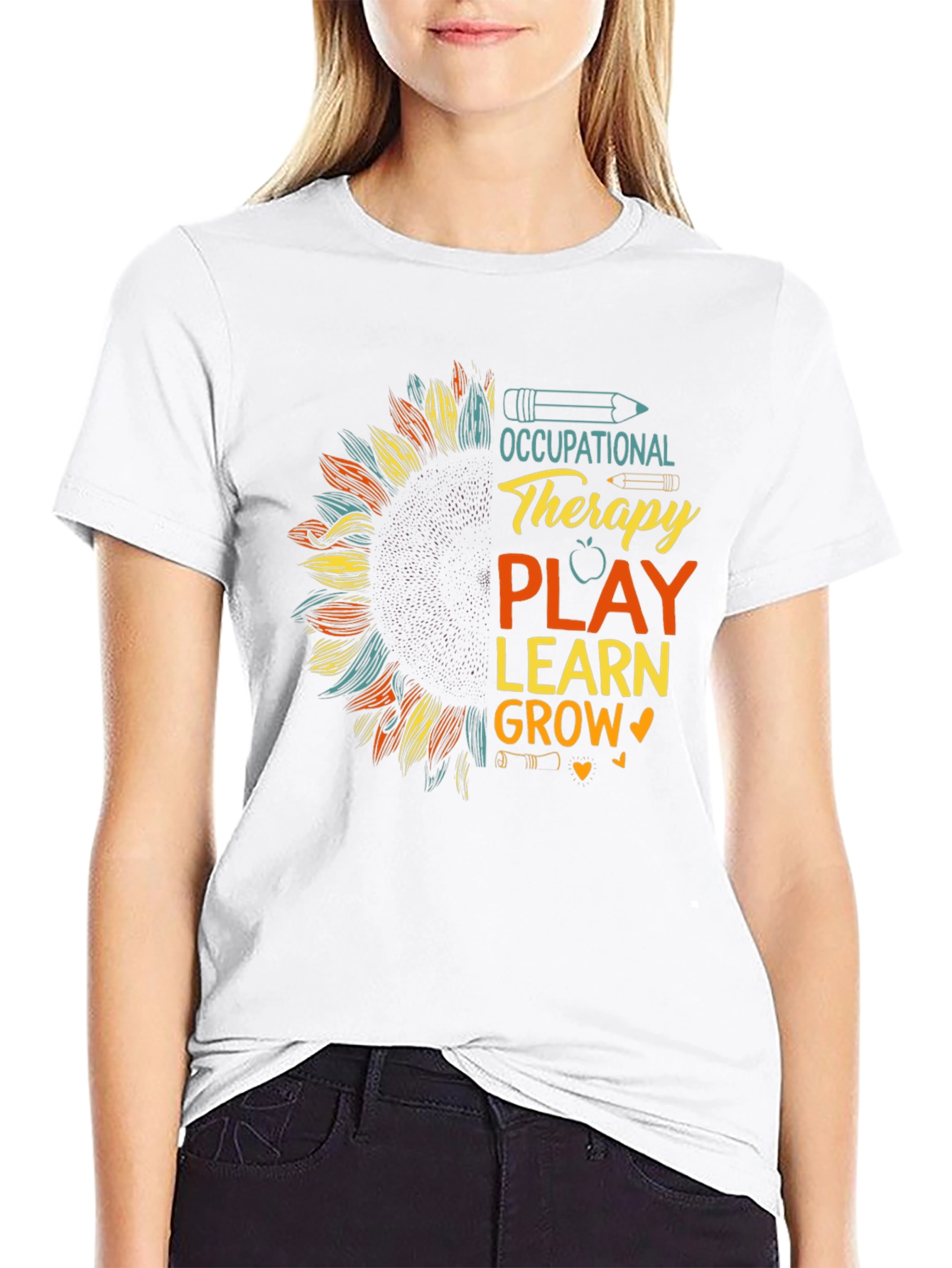 Occupational Therapy Play Learn Grow Sunflower Tee