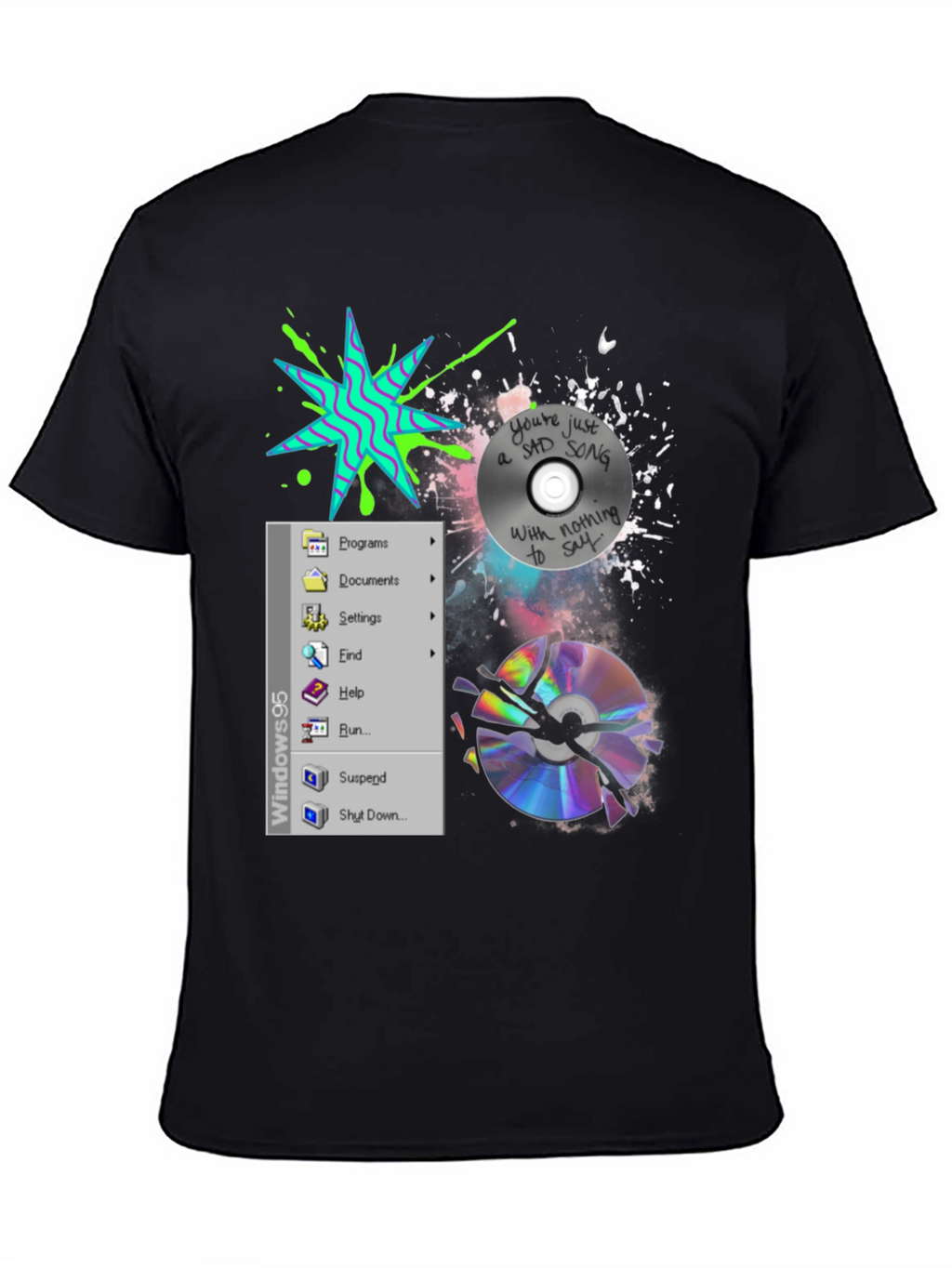 90s Nostalgia Tee: Windows & Broken CD Design