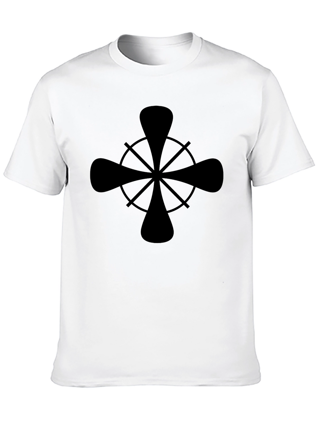 Stylish Black Graphic Tee - Nautical Wheel Design