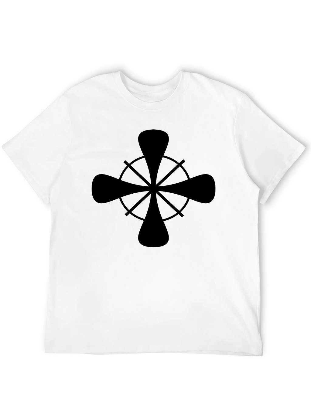 Stylish Black Graphic Tee - Nautical Wheel Design