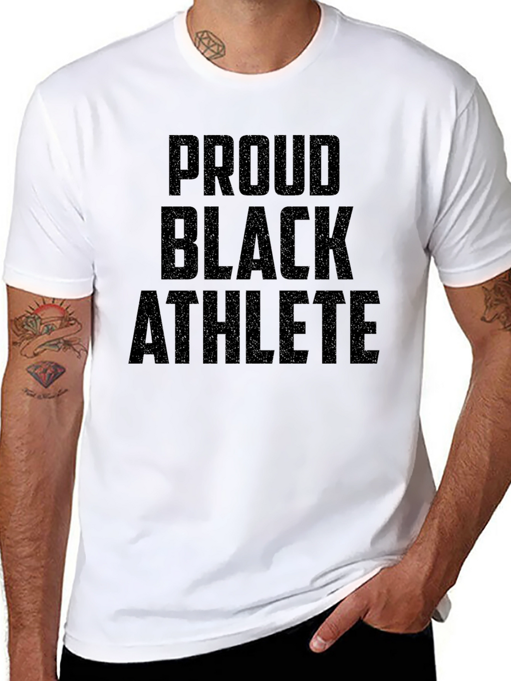 Proud Black Athlete Graphic Tee - Black Cotton T-Shirt
