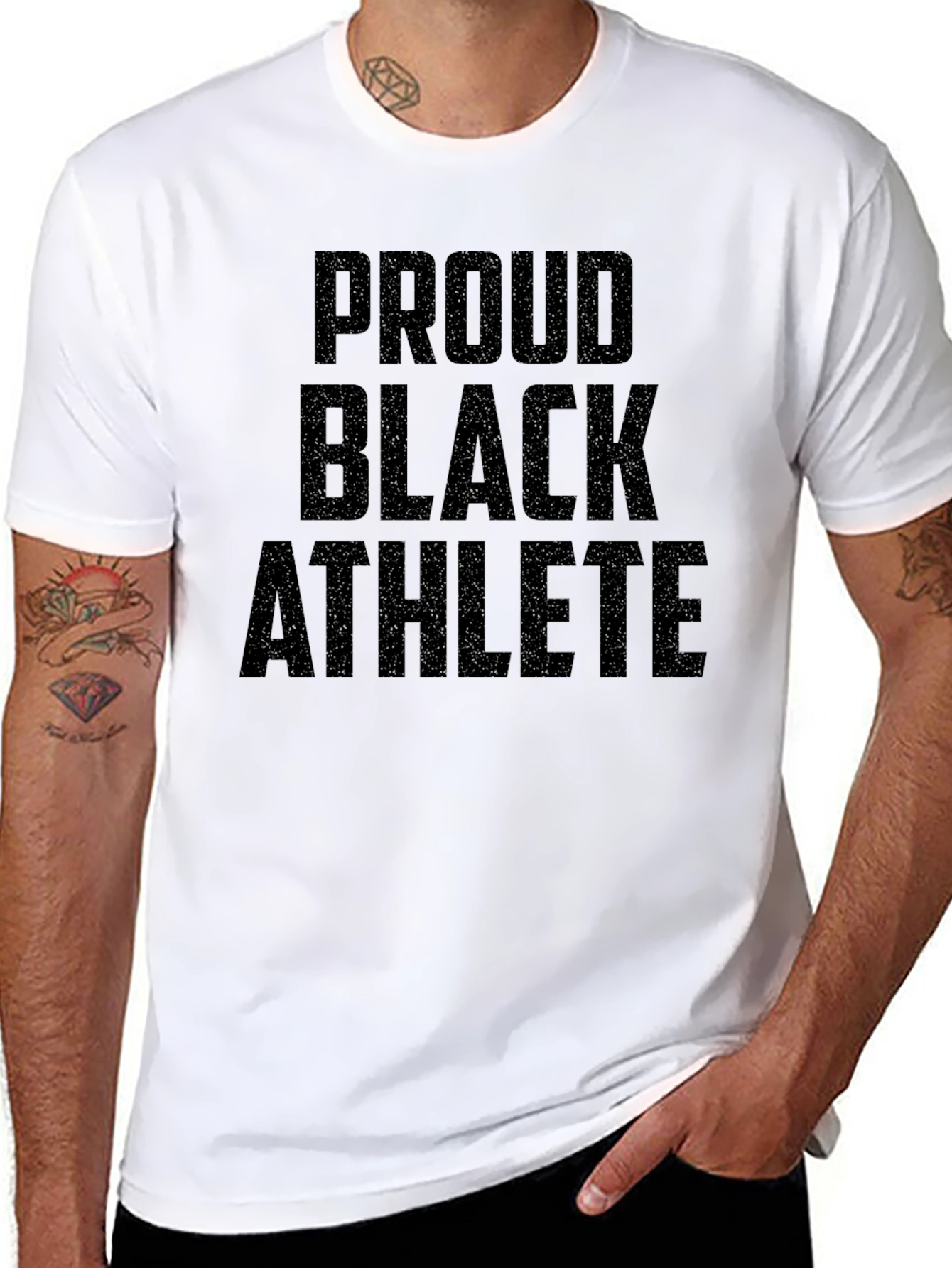 Proud Black Athlete Graphic Tee - Black Cotton T-Shirt