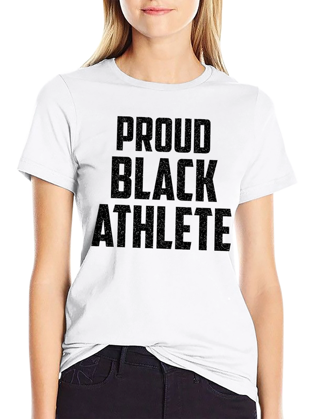 Proud Black Athlete Graphic Tee - Black Cotton T-Shirt