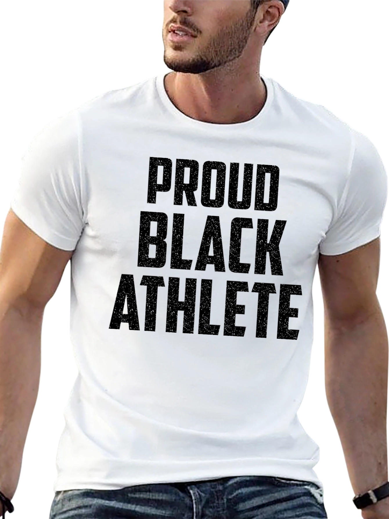 Proud Black Athlete Graphic Tee - Black Cotton T-Shirt
