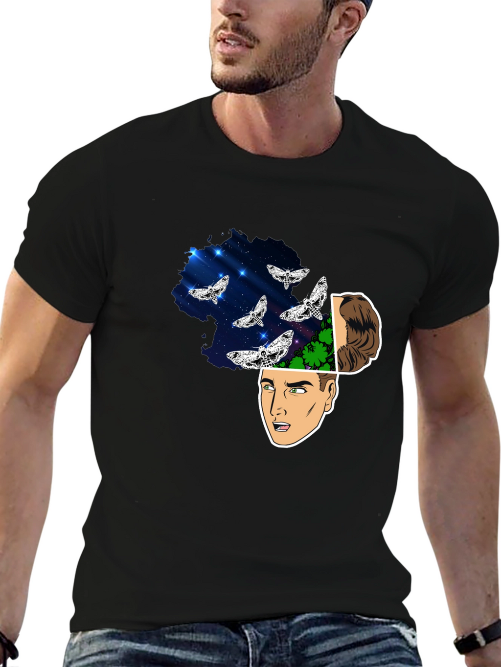 Mindscape Moth Graphic Tee - Mens Black T-Shirt