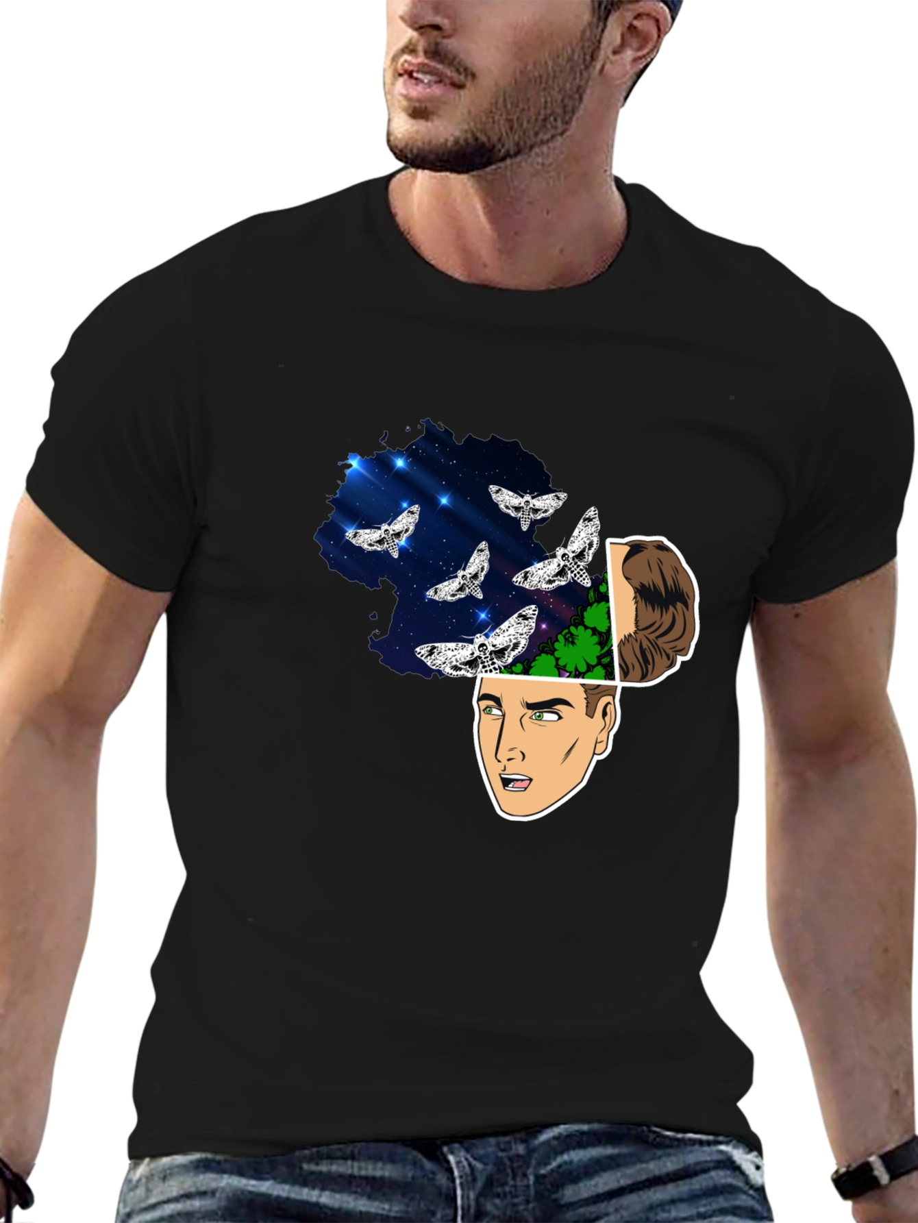 Mindscape Moth Graphic Tee - Mens Black T-Shirt
