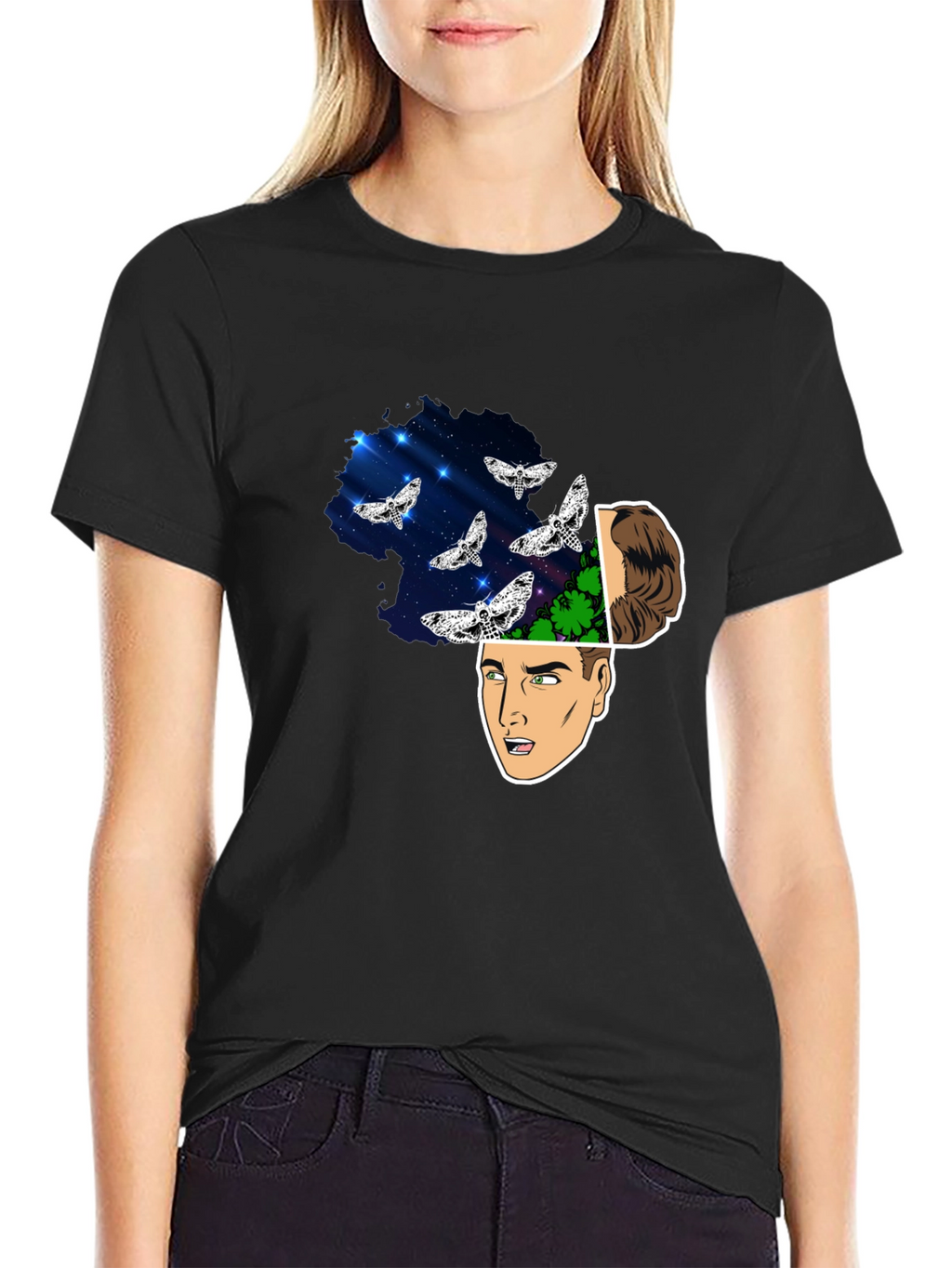 Mindscape Moth Graphic Tee - Mens Black T-Shirt