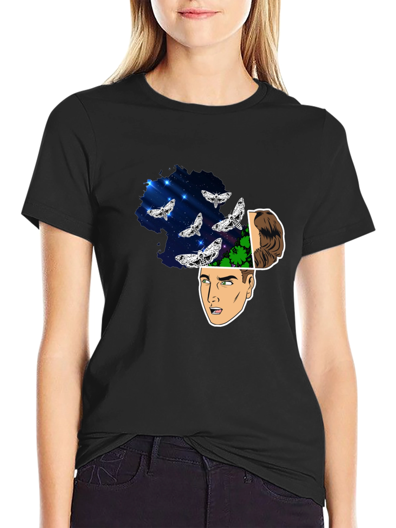 Mindscape Moth Graphic Tee - Mens Black T-Shirt