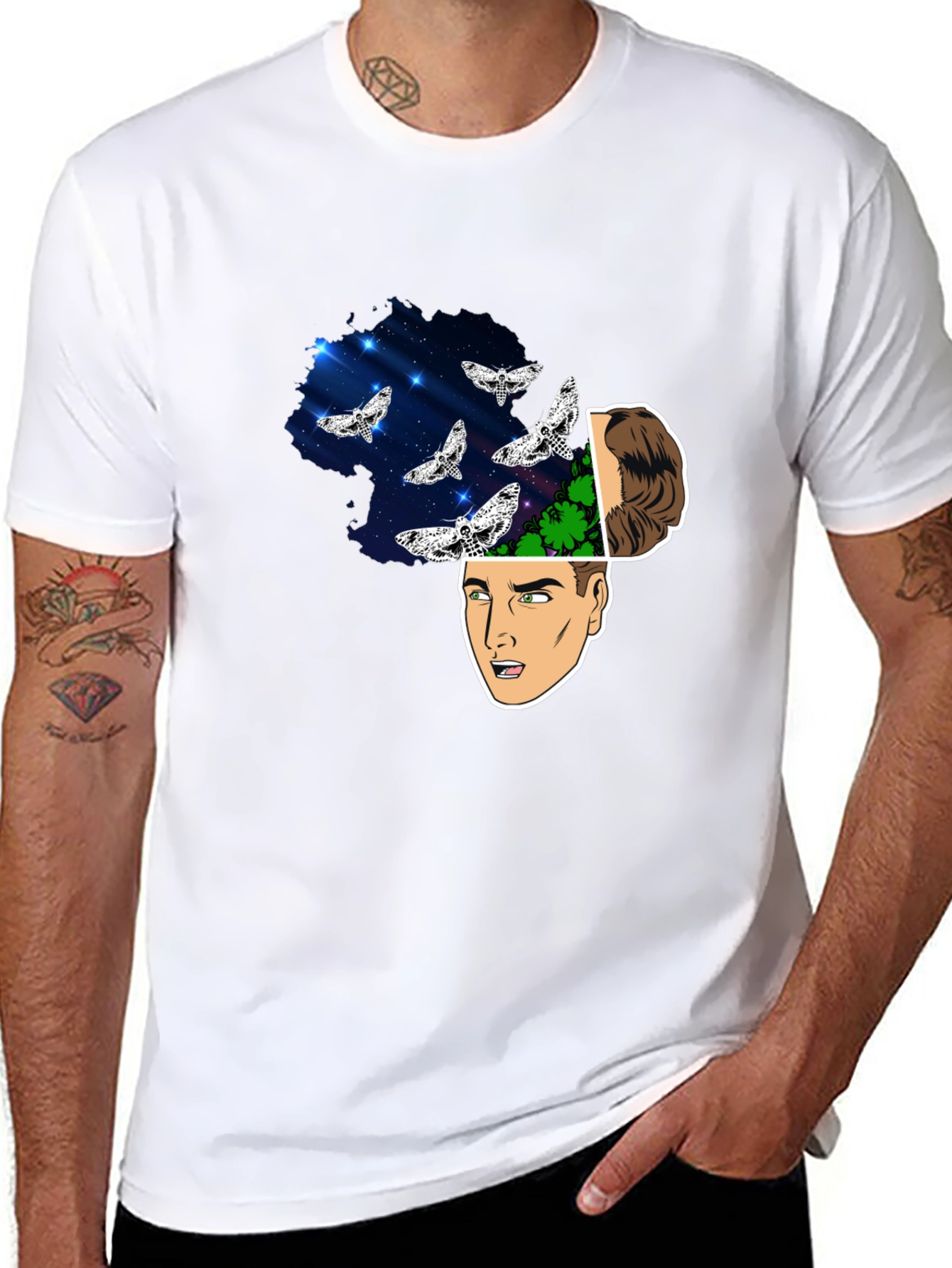 Mindscape Moth Graphic Tee - Mens Black T-Shirt