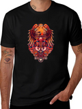 Bold Graphic Print Tee - Eagle & Geometric Design