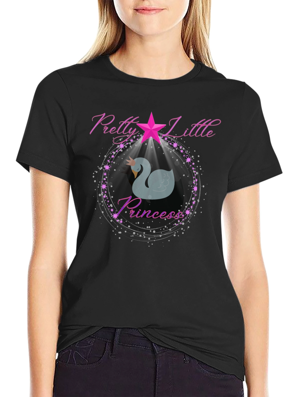 Pretty Little Princess Swan T-Shirt - Black