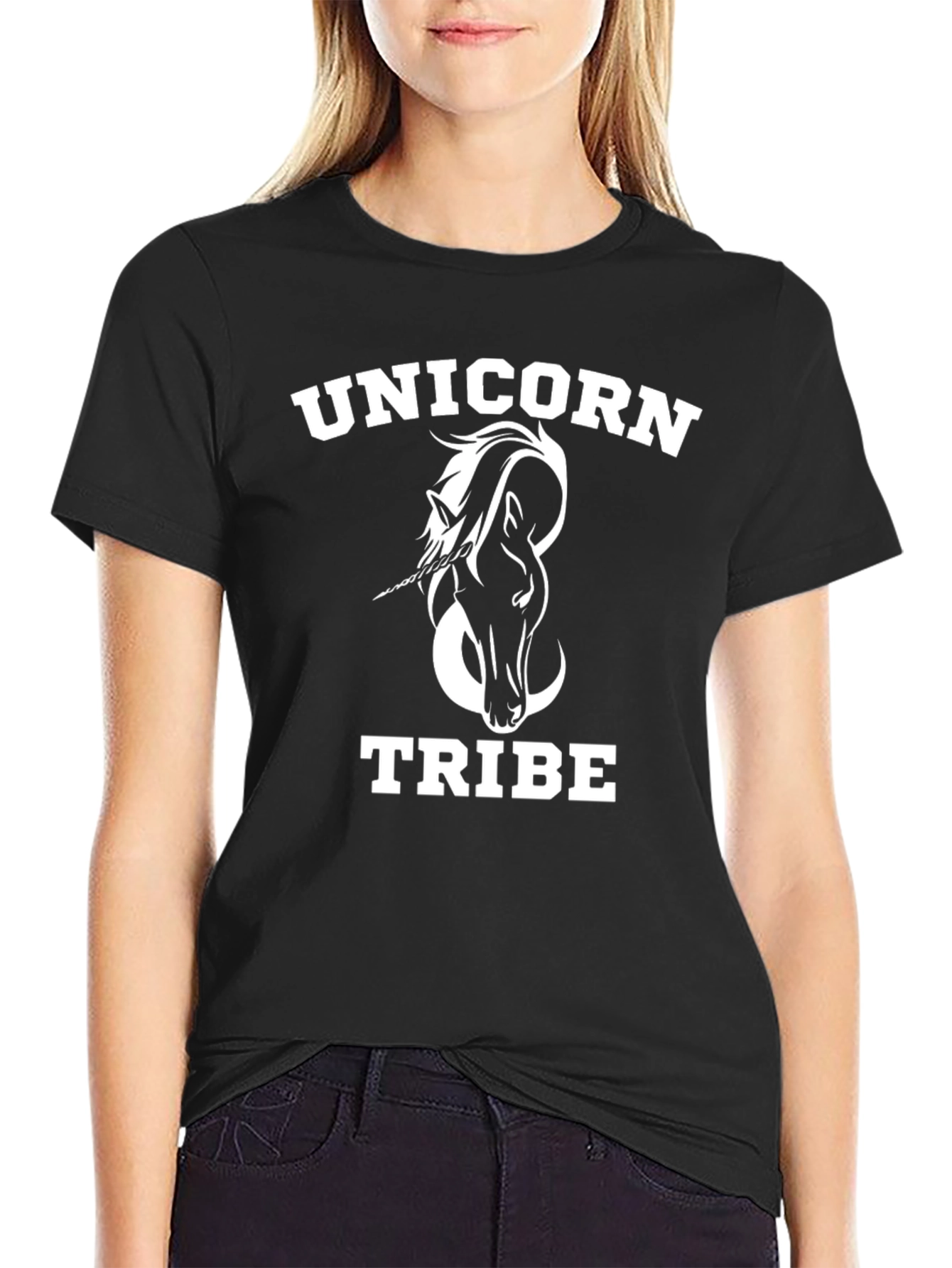 Unicorn Tribe Graphic Tee - Black Cotton T-Shirt