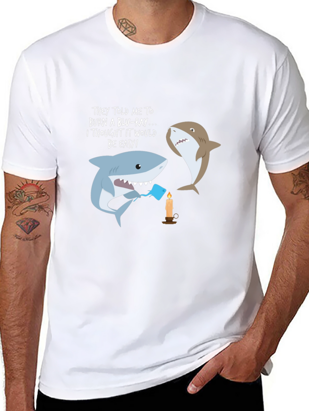 Funny Shark Burn Blu-Ray T-Shirt