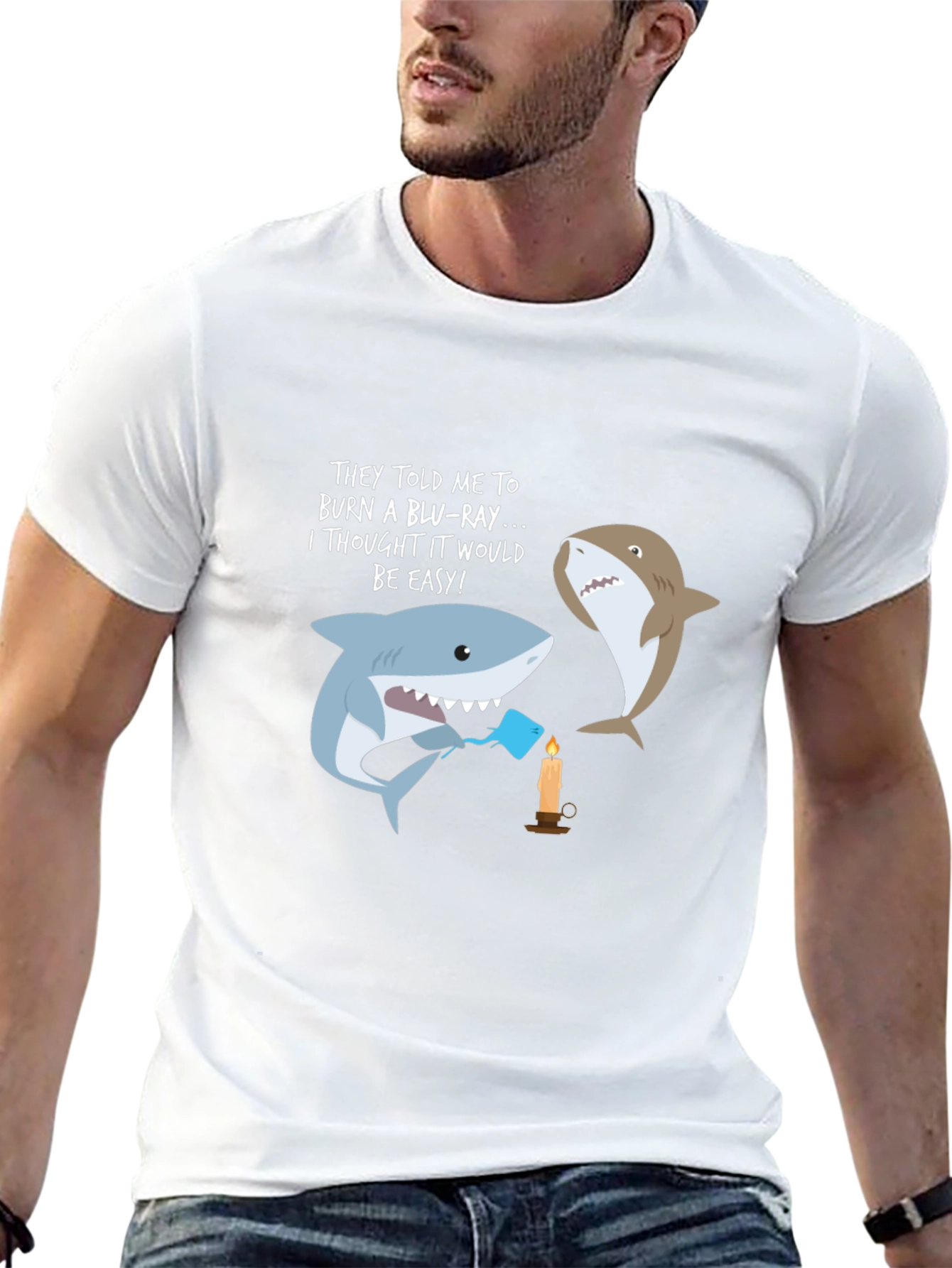 Funny Shark Burn Blu-Ray T-Shirt