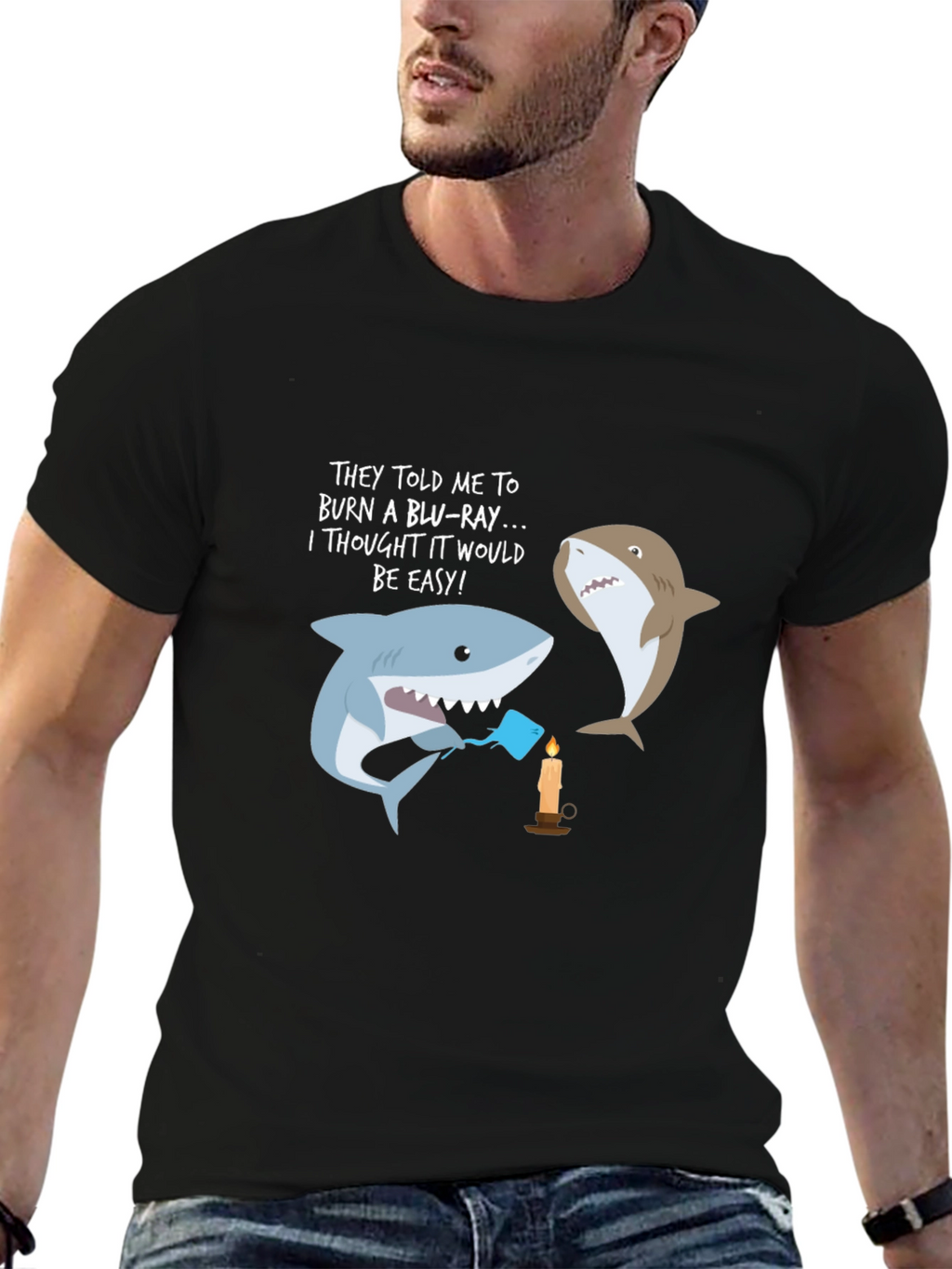 Funny Shark Burn Blu-Ray T-Shirt