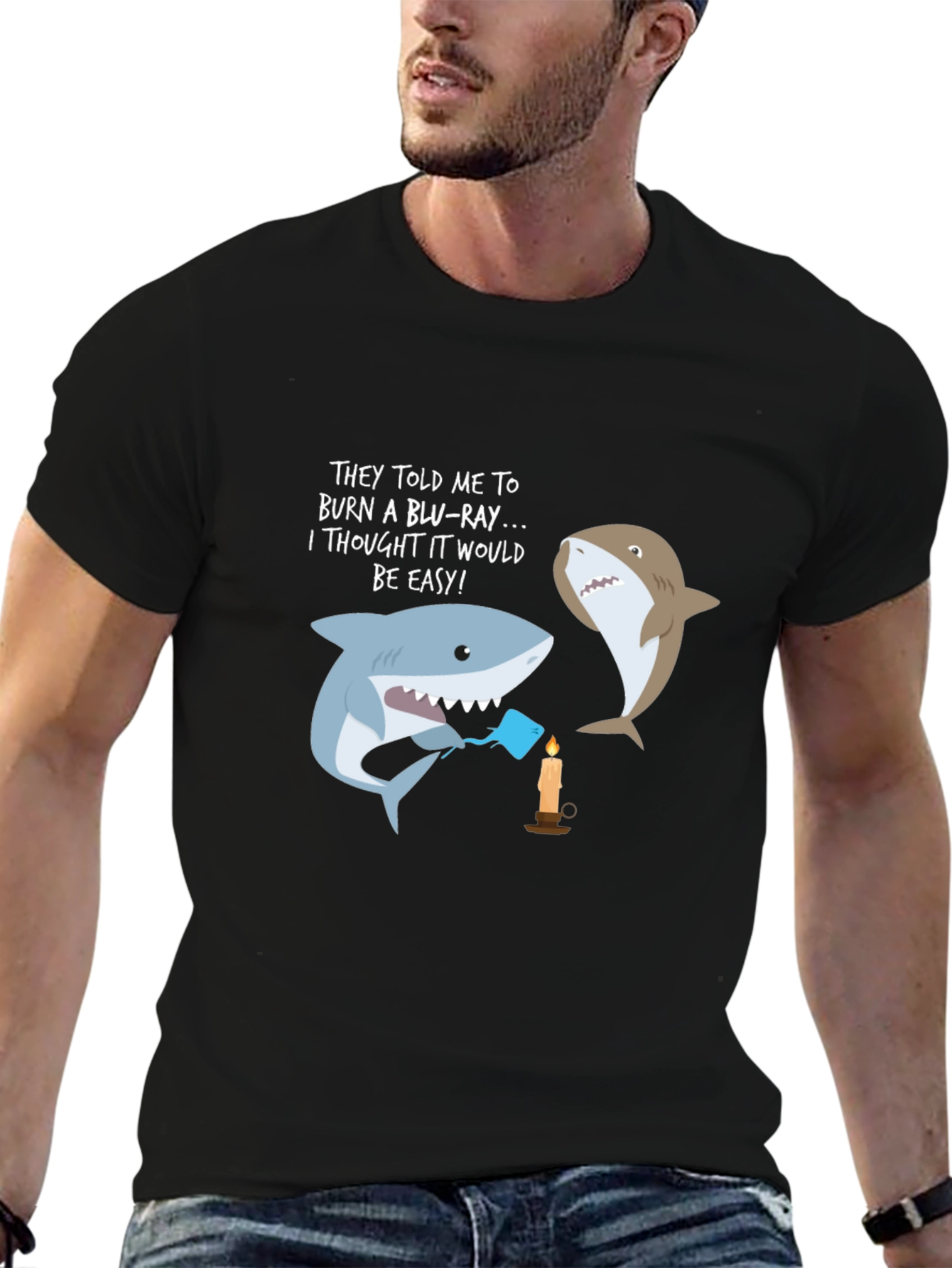 Funny Shark Burn Blu-Ray T-Shirt